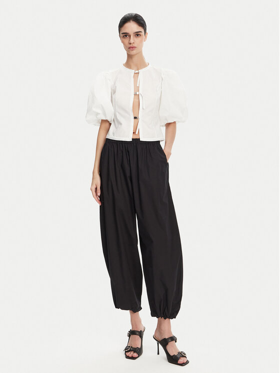 PINKO PINKO Kalhoty z materiálu 105210 A2LD Černá Relaxed Fit