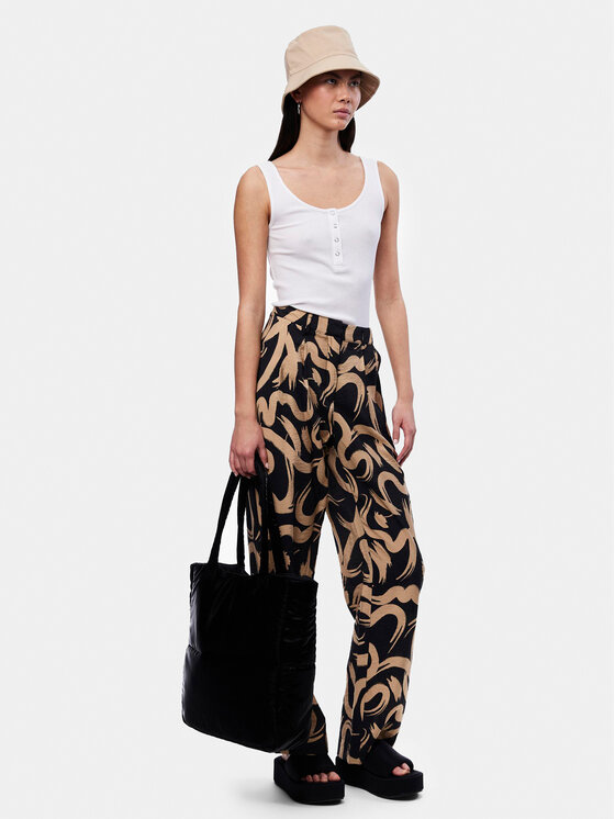 Pieces Pieces Kalhoty z materiálu Merita 17147636 Béžová Regular Fit