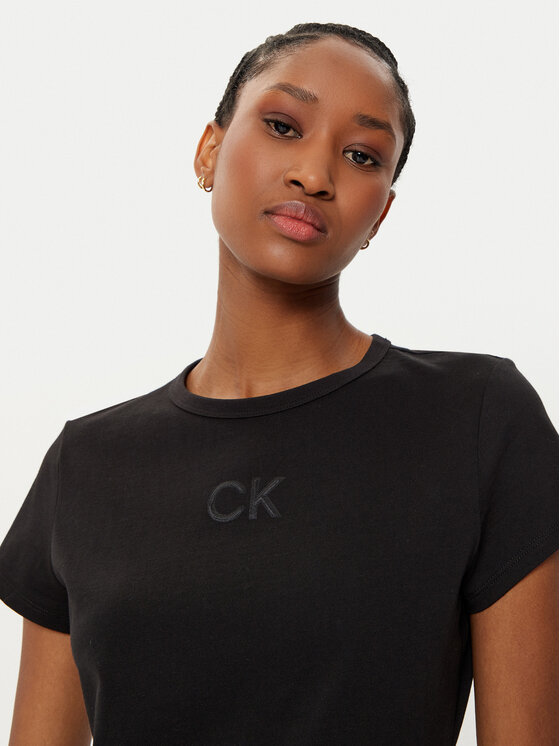Calvin Klein Calvin Klein Tričko Satin K20K207974 Čierna Regular Fit