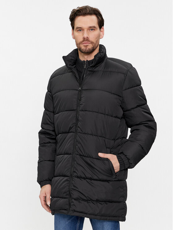 Brave Soul Vatovaná bunda MJK-DAVISLONGBLK Čierna Regular Fit