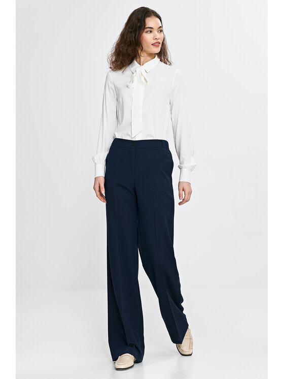 NIFE NIFE Kalhoty z materiálu SD113 Tmavomodrá Regular Fit