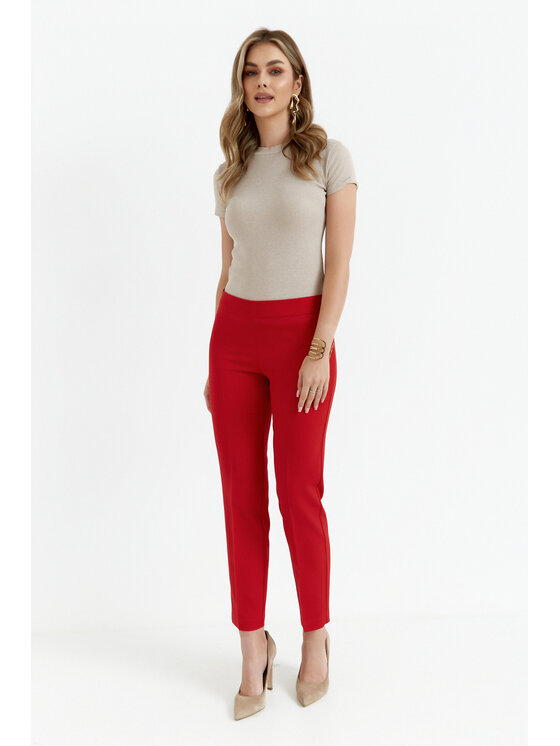 Makover Makover Spodnie damskie K055 Czerwony Regular Fit