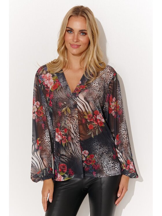 Makadamia Makadamia Bluzka M812 Czarny Loose Fit