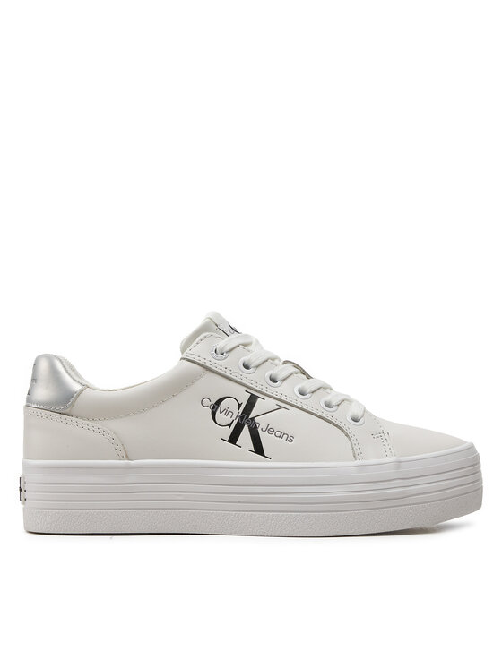 Calvin Klein Jeans Snīkeri Vulc Flatform Laceup Lth YW0YW01474 Balts