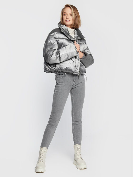 Calvin Klein Calvin Klein Giubbotto invernale High Shine Metallic K20K204688 Argento Regular Fit