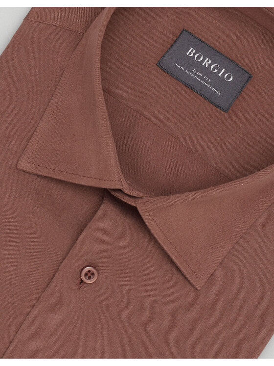 Borgio Borgio Koszula terranova Brązowy Slim Fit