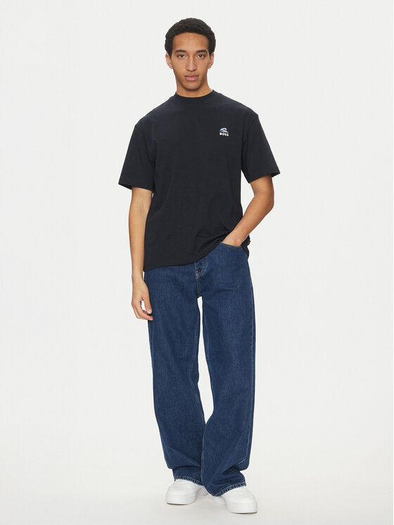 BOSS BOSS Majica Numbers 50540520 Mornarsko modra Relaxed Fit