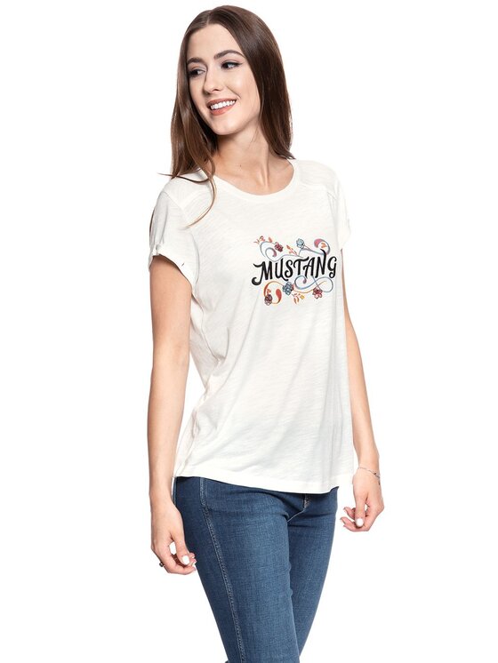 Mustang Mustang T-shirt AUDREY C EMBRO Bianco Regular Fit