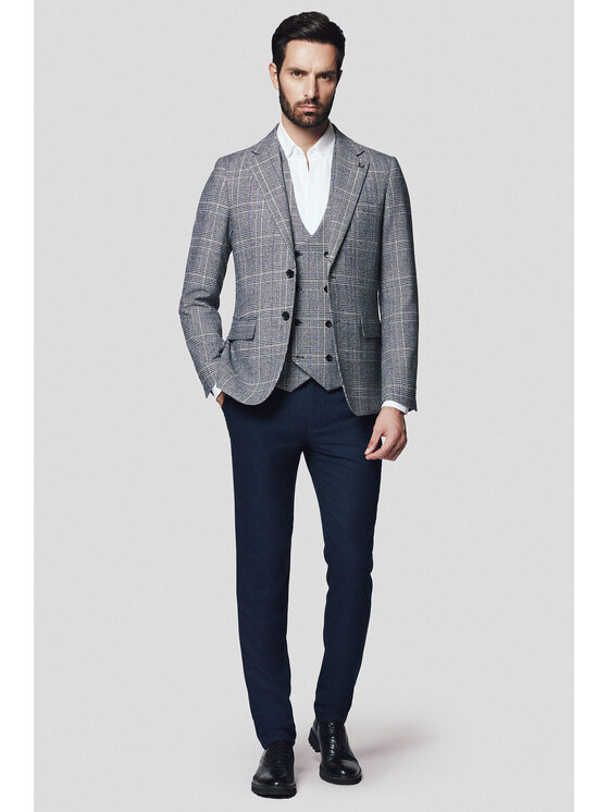 Lancerto Lancerto Marynarka Piacenza MA131224000016 Szary Slim Fit