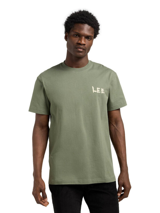 Lee Lee T-Shirt ELEVATED ESS LOGO TEE Zielony Regular Fit