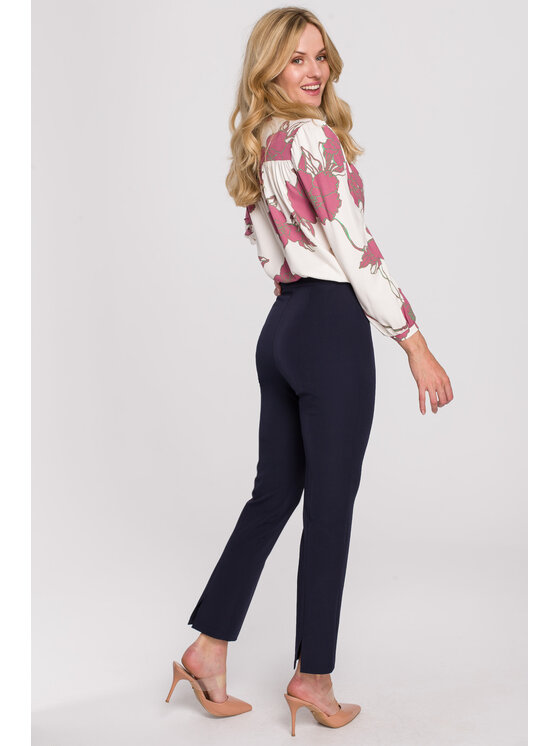 Makover Makover Dámske nohavice K093 Tmavomodrá Regular Fit