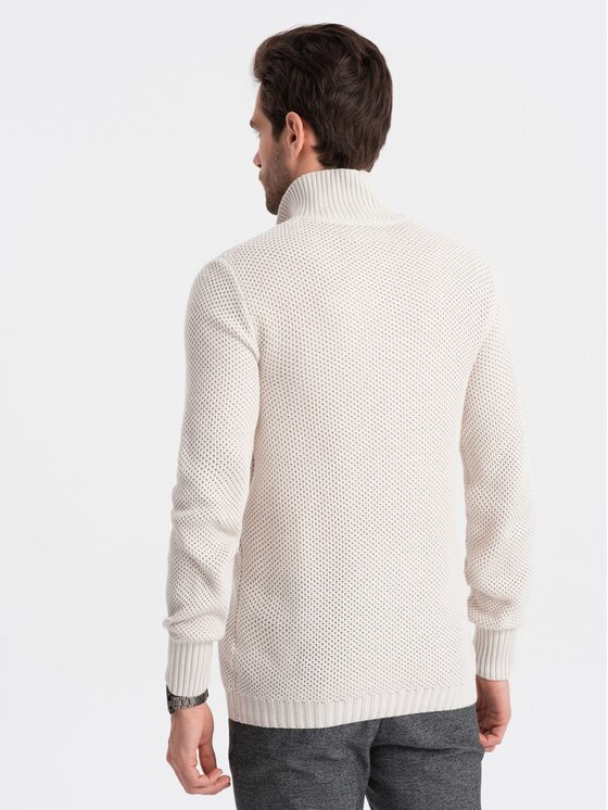 Ombre Ombre Svetr OM-SWZS-0105 Bílá Regular Fit