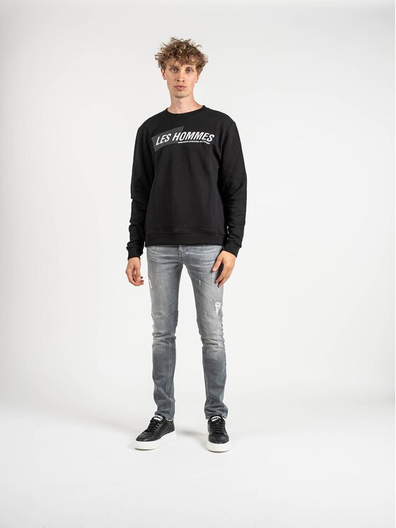 Les Hommes Les Hommes Μπλούζα LLH401-758P | Round Neck Sweater Μαύρο Regular Fit