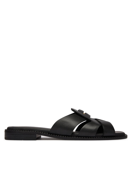 Tommy Hilfiger Tommy Hilfiger Şlapi Leather Crest Square Toe Sandals FW0FW09126 Negru