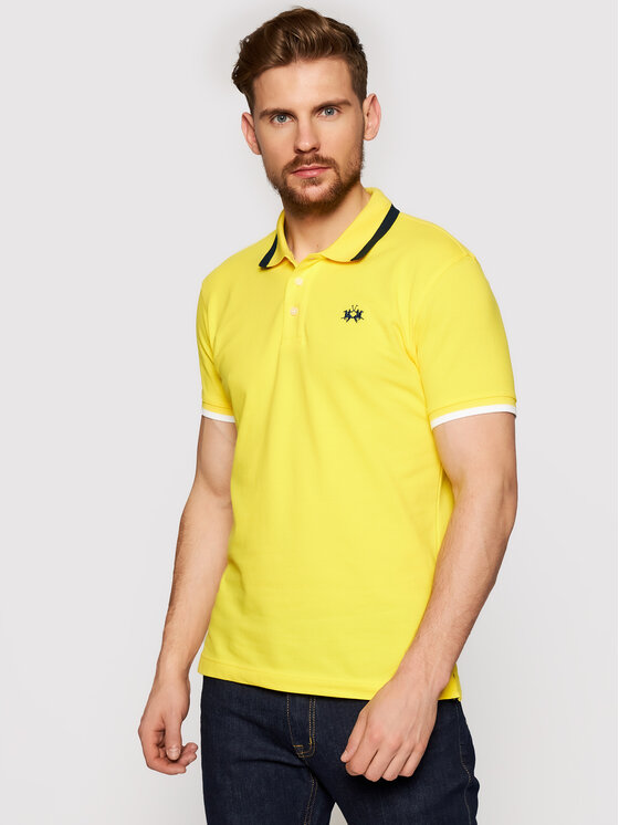 La Martina Polo marškinėliai RMP006 PK001 Geltona Slim Fit • Modivo.lt