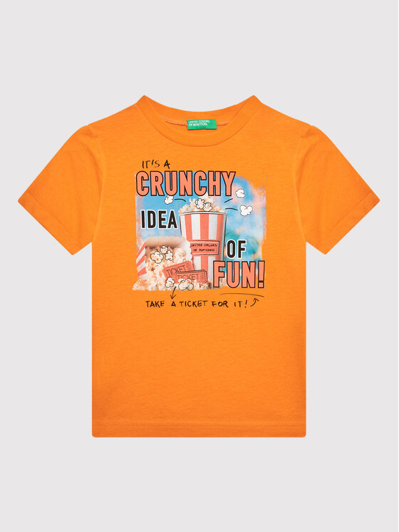T-Shirt United Colors Of Benetton, Velikost:130, Barva: Oranžová, 3096C103Y