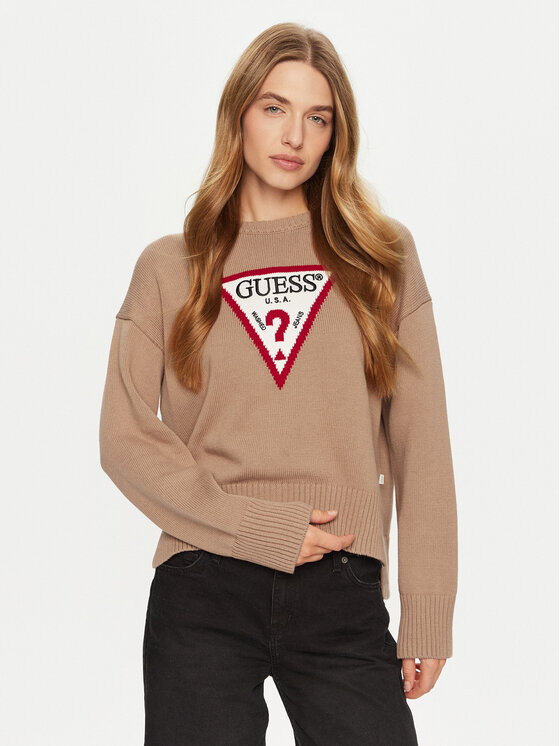 Guess Jeans Sveter W4BR12 Z3HM1 Hnedá Regular Fit