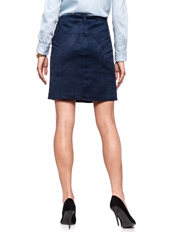 Tom Tailor Tom Tailor Spódnica mini TOM TAILOR FAKE VELOUR LEATHER SKIRT Niebieski Regular Fit
