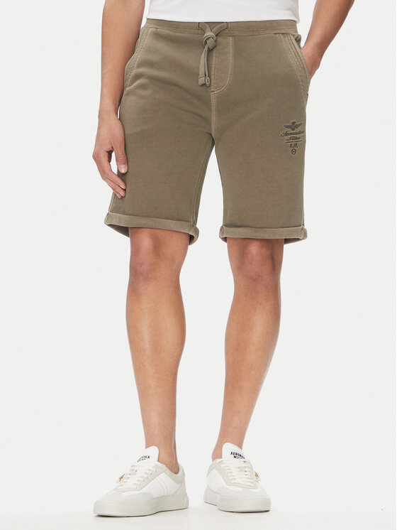 Aeronautica Militare Športové kraťasy 251BF016F583 Kaki Regular Fit