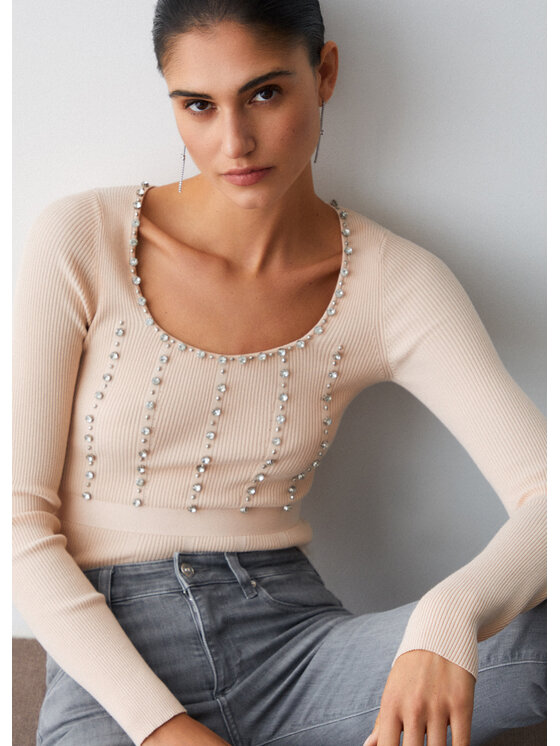 Liu Jo Liu Jo Sweter PA6021MS99EC3908 Biały Slim Fit