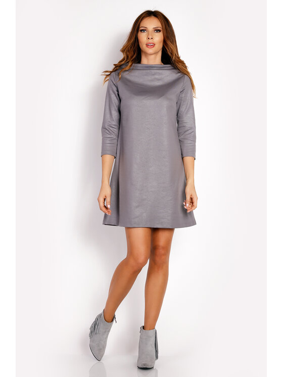 Awama Awama Sukienka codzienna L006 Szary Basic Fit