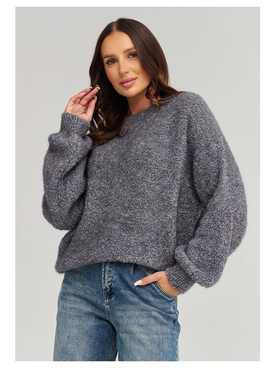 Makadamia Makadamia Sweter C92 Szary Loose Fit