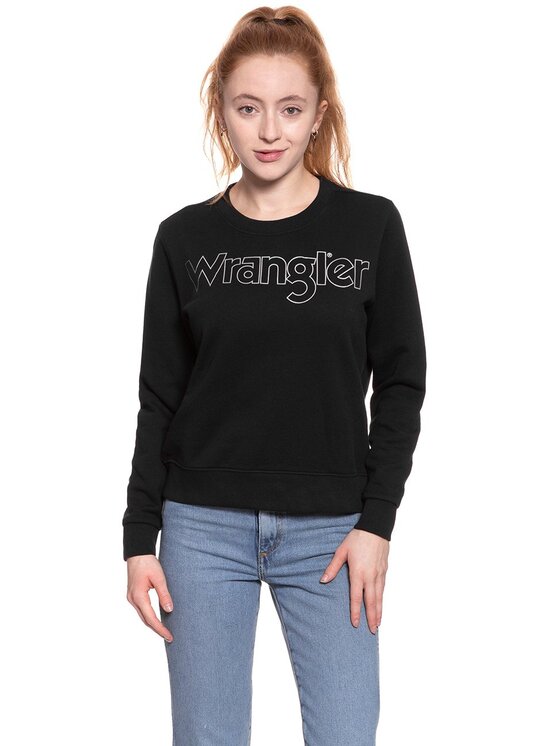Wrangler Wrangler Bluza CREW SWEAT Czarny Regular Fit
