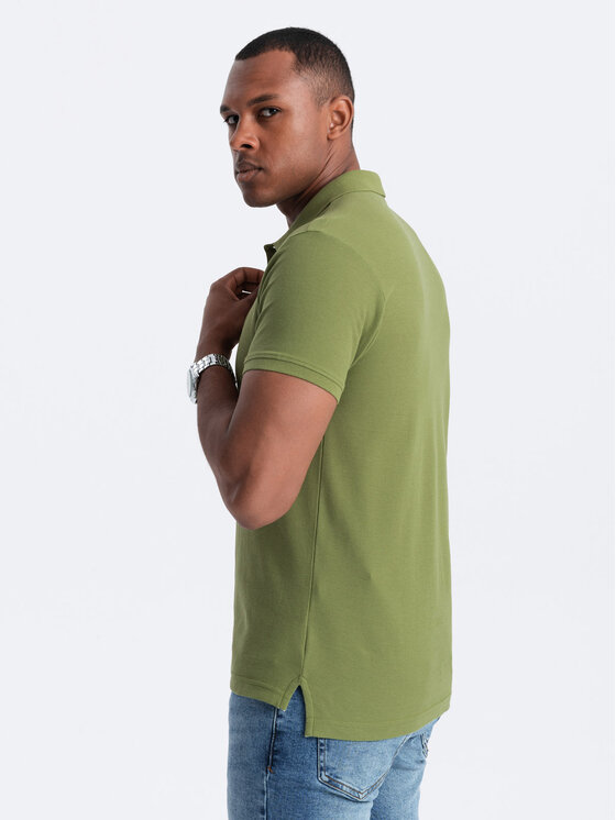 Ombre Ombre Polokošile OM-POBS-0100 Khaki Regular Fit