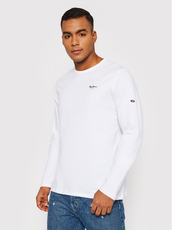 Pepe Jeans Pepe Jeans Longsleeve Original Basic 2 Long N PM508211 Alb Slim Fit