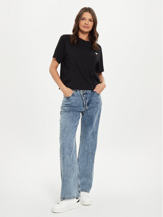 Guess Jeans Guess Jeans Tricou W4YI05 K8HM0 Negru Boxy Fit