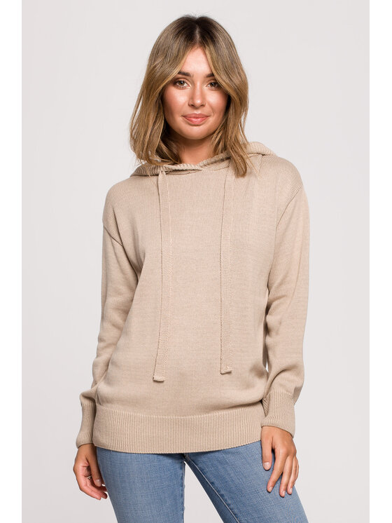 BeWear BeWear Sweter BK073 Beżowy Modern Fit