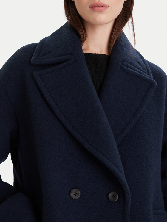 Calvin Klein Calvin Klein Volneni plašč LV044D549G Mornarsko modra Relaxed Fit