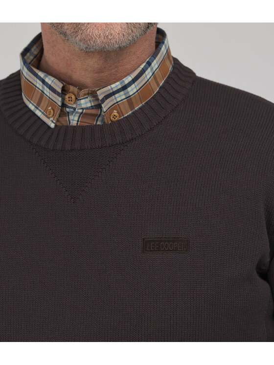 Lee Cooper Lee Cooper Sweter BILL Brązowy ciemny Regular Fit