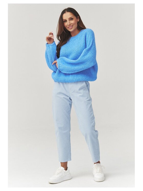 Makadamia Makadamia Sweter C37 Niebieski Loose Fit