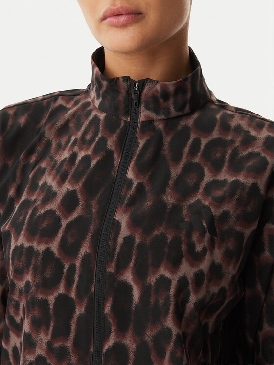 adidas adidas Džemperis ar kapuci Workout Essentials Leopard Woven KD7612 Brūns Regular Fit