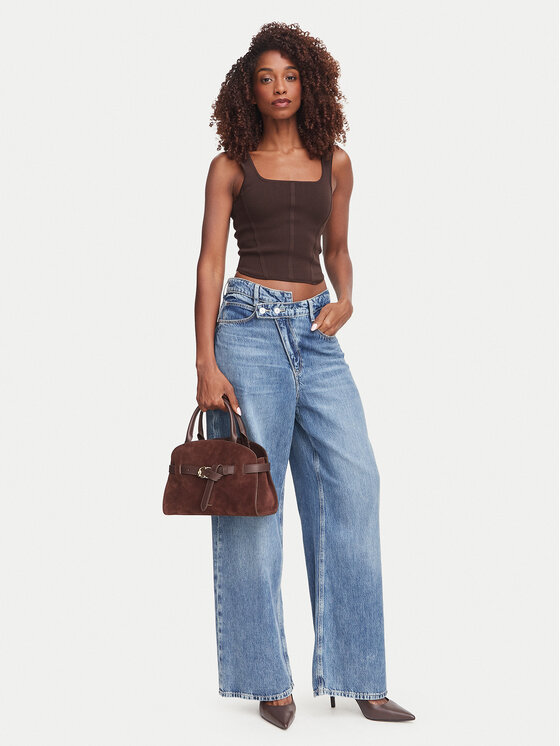 Guess Guess Top W6YZ08 Z0979 Tamno smeđa Slim Fit
