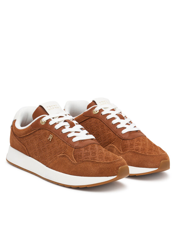 Tommy Hilfiger Tommy Hilfiger Сникърси Th Runner Suede Monogram FW0FW09620 Кафяв