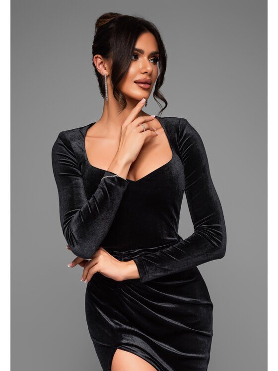 Ombre Ombre Sukienka wieczorowa LA-OM-DLR029 Czarny Regular Fit