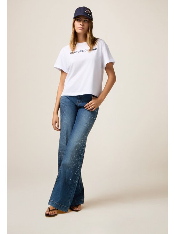 Oltre Oltre T-shirt G053J004421N011 Bianco Regular Fit