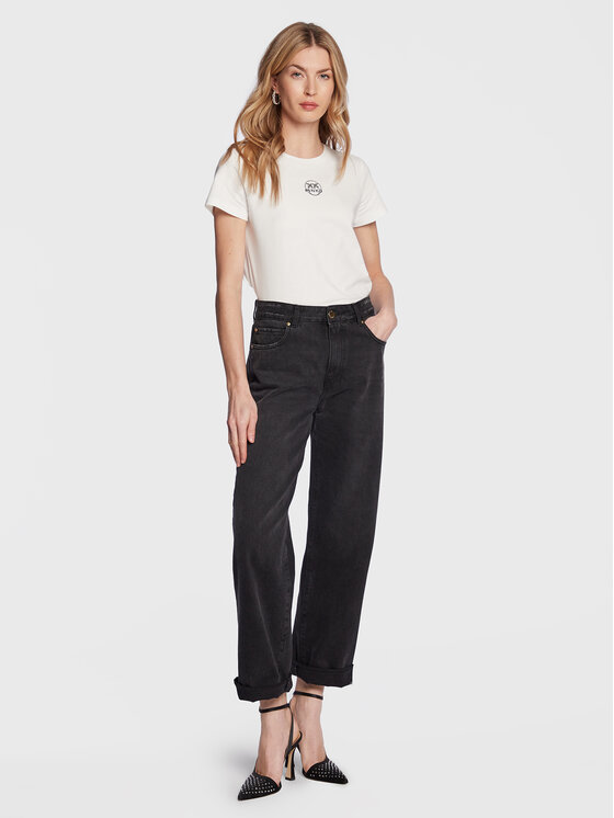PINKO Pinko T-Shirt Bussolotto 100355 A0KO Λευκό Regular Fit
