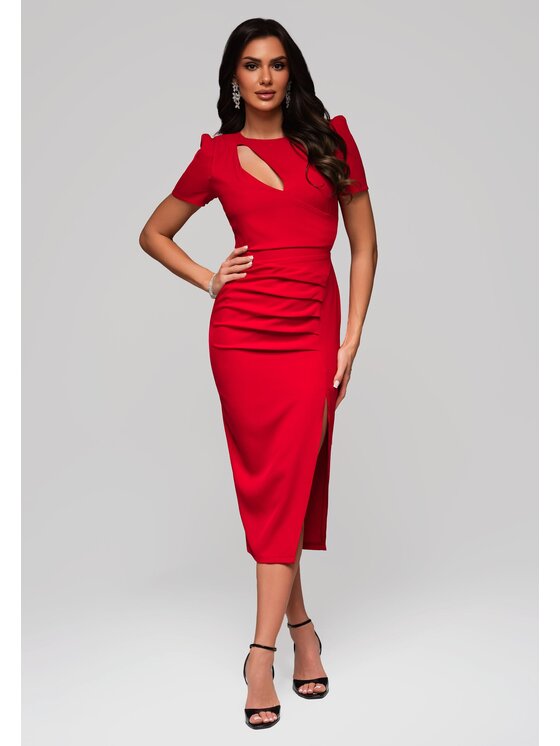 Ombre Ombre Sukienka koktajlowa LA-OM-DLR150 Czerwony Regular Fit