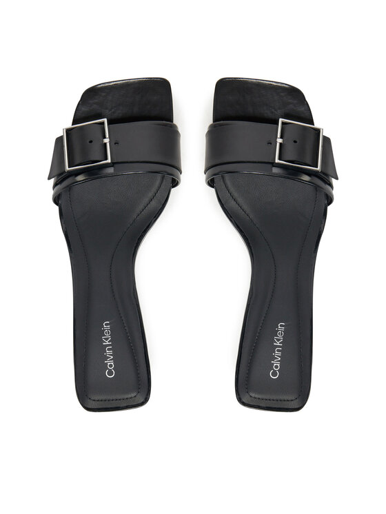 Calvin Klein Calvin Klein Šľapky Heel Mule 50 W/Buckle - Lth HW0HW02478 Čierna