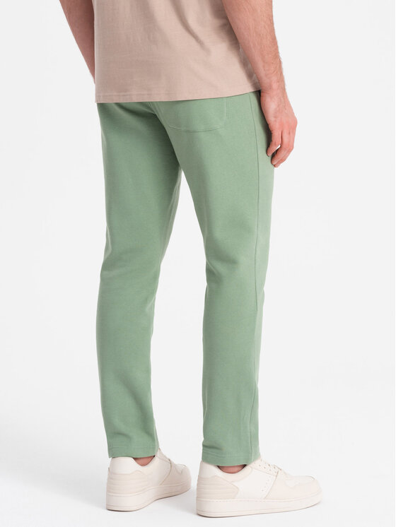 Ombre Ombre Spodnie dresowe OM-PABS-0206 Zielony Regular Fit
