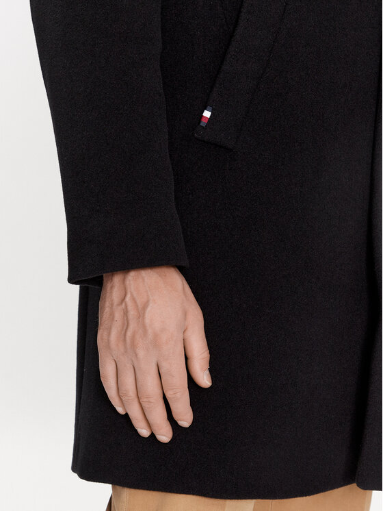 Tommy Hilfiger Wollmantel MW0MW32963 Schwarz Regular Fit | Modivo.de