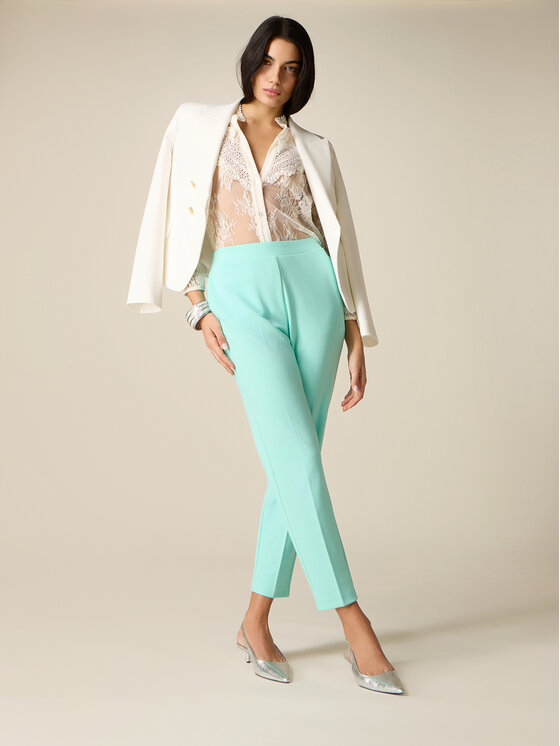 Oltre Oltre Pantaloni di tessuto P273J102543N015 Turchese Regular Fit