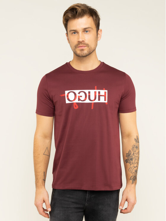 HUGO Hugo T-Shirt Unisex Dicagolino 201 Bordowy Regular Fit
