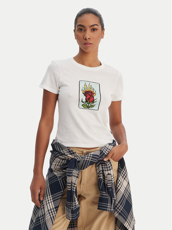 RVCA T-Shirt 23B353502 Biały Regular Fit