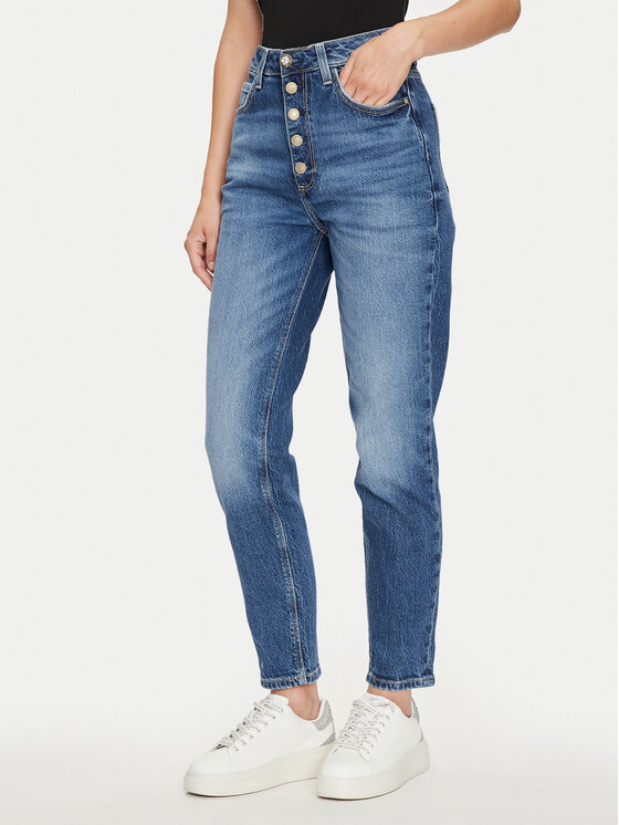 Guess Jeans Hlače W4YA0Q D5DD4 Mornarsko Modra Straight Fit