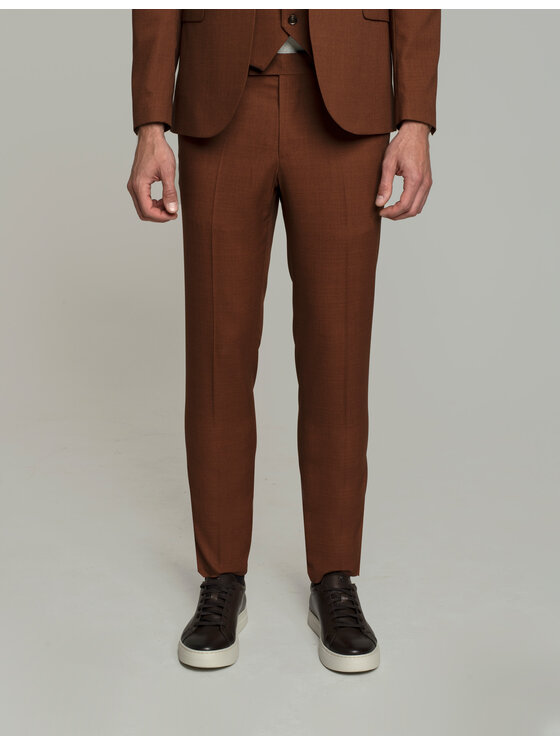 Borgio Borgio Spodnie garniturowe barzano_cg Miedziany Slim Fit