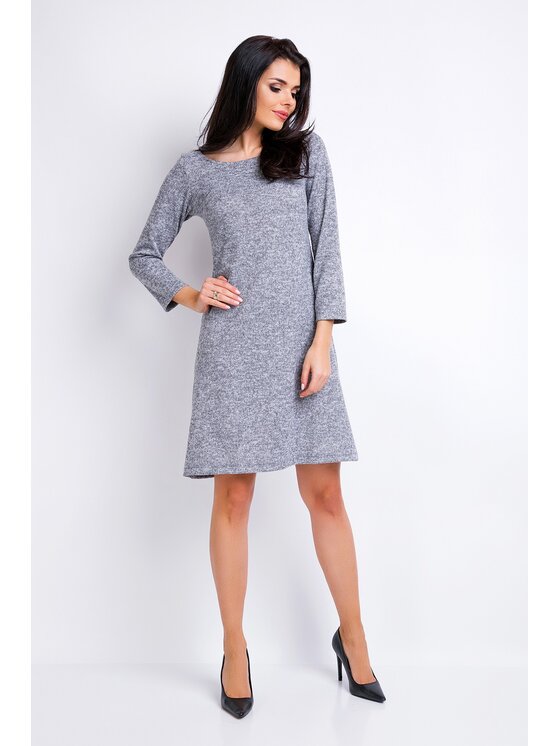 Awama Awama Úpletové šaty A162 Sivá Basic Fit